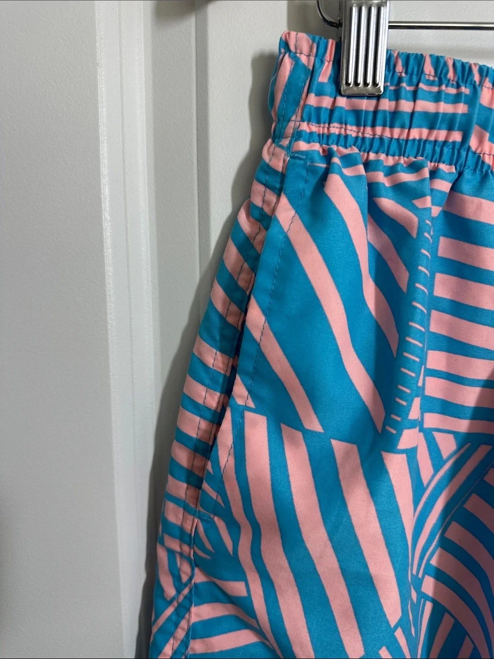 Panama Jack Men’s Geometric Swim Trunks Pink/Turquoise XL
